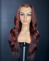 24" Burgundy Frontal Wig