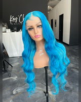 28" Sea Blue Closure Wig